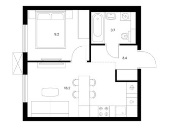 Планировка однокомнатной(квартира) площадью 32.5 квадратных метров в ЖК “ЖК Никольские луга”