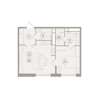 Планировка двухкомнатной(апартаменты) площадью 50.8 квадратных метров в “ЖК D'ORO MILLE (Доро Милле)”