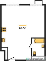Планировка однокомнатной(квартира) площадью 40.5 квадратных метров в “ЖК Сиреневый парк”