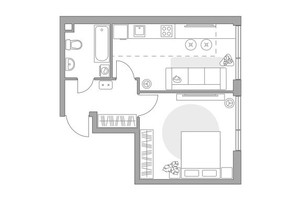 Планировка однокомнатной(квартира) площадью 40.78 квадратных метров в “ЖК Нижегородская от Гранель”