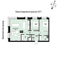 Планировка двухкомнатной(квартира) площадью 94.5 квадратных метров в “ЖК Шелепиха (Cosmopolit)”
