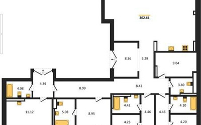 Планировка 4+ комнатной(квартира) площадью 302.61 квадратных метров в ЖК “ЖК LUCE (Люче)”
