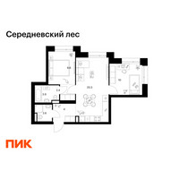 Планировка двухкомнатной(квартира) площадью 51.8 квадратных метров в “ЖК Середневский лес”