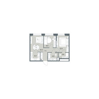 Планировка трехкомнатной(квартира) площадью 56.1 квадратных метров в “ЖК Станиславский”