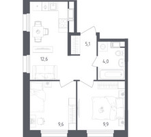 Планировка двухкомнатной(квартира) площадью 41.2 квадратных метров в “ЖК Ольховый Квартал”