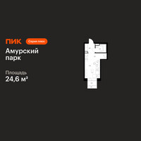 Планировка студии(квартира) площадью 24.6 квадратных метров в “ЖК Амурский парк”
