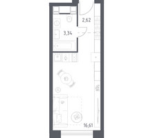 Планировка студии(апартаменты) площадью 22.57 квадратных метров в “ЖК Пятницкое 58 (Перец)”