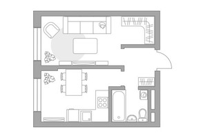 Планировка однокомнатной(квартира) площадью 33.07 квадратных метров в “ЖК Живописный”