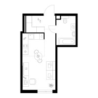 Планировка студии(квартира) площадью 29 квадратных метров в “Квартал Мит”