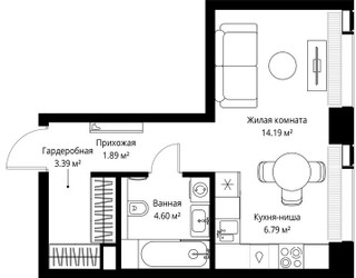 Планировка студии(квартира) площадью 30.86 квадратных метров в ЖК “ЖК Веер”
