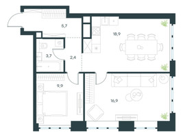 Планировка двухкомнатной(квартира) площадью 57.5 квадратных метров в “ЖК Левел Южнопортовая”