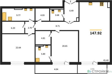 Планировка двухкомнатной(квартира) площадью 148.1 квадратных метров в ЖК “ЖК LUCE (Люче)”