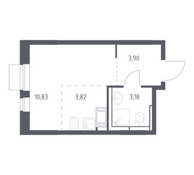 Планировка студии(квартира) площадью 21.73 квадратных метров в ЖК “ЖК Пятницкие луга”