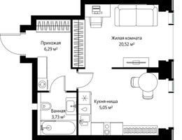 Планировка однокомнатной(квартира) площадью 35.59 квадратных метров в “Мультиквартал СИТИДЗЕН”