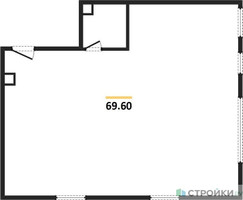 Планировка однокомнатной(апартаменты) площадью 69.6 квадратных метров в “ЖК Досфлота 10”