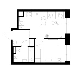 Планировка однокомнатной(квартира) площадью 32.2 квадратных метров в ЖК “ЖК Онежский вал”