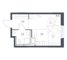 Планировка студии(квартира) площадью 21.8 квадратных метров в “ЖК Мытищи Парк”