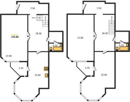 Планировка трехкомнатной(квартира) площадью 169.5 квадратных метров в “ЖК Вавилово”