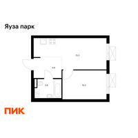 Планировка однокомнатной(квартира) площадью 34 квадратных метров в “ЖК Яуза Парк (Мытищи)”