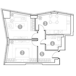Планировка двухкомнатной(квартира) площадью 55.01 квадратных метров в ЖК “УНО Горбунова”