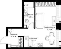 Планировка студии(квартира) площадью 30.83 квадратных метров в “ЖК Веер”