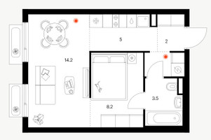 Планировка однокомнатной(квартира) площадью 35.2 квадратных метров в “ЖК Саларьево парк”