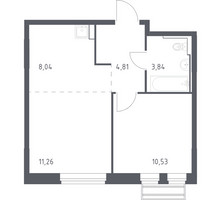 Планировка однокомнатной(квартира) площадью 38.48 квадратных метров в “ЖК Рублевский Квартал”