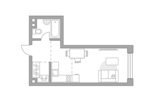 Планировка студии(квартира) площадью 29.63 квадратных метров в “ЖК Мневники от Гранель”