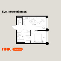 Планировка однокомнатной(квартира) площадью 37.7 квадратных метров в “ЖК Бусиновский парк”