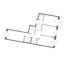 Планировка трехкомнатной(квартира) площадью 78.96 квадратных метров в “ЖК Квартал Западный”