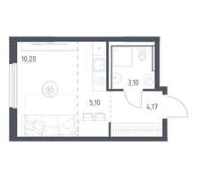 Планировка студии(квартира) площадью 22.57 квадратных метров в “ЖК Пригород Лесное”