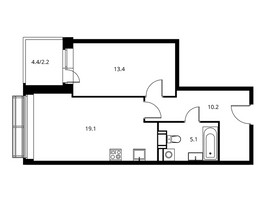 Планировка двухкомнатной(квартира) площадью 50 квадратных метров в “ЖК Солнечный парк”
