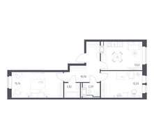 Планировка двухкомнатной(квартира) площадью 58.16 квадратных метров в “ЖК Большое Путилково”
