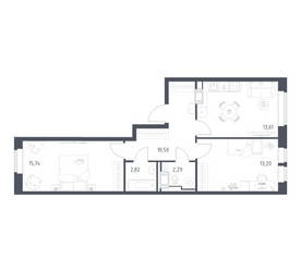 Планировка двухкомнатной(квартира) площадью 58.16 квадратных метров в ЖК “ЖК Большое Путилково”