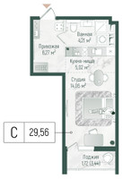 Планировка студии(квартира) площадью 31.28 квадратных метров в “ЖК Рига Хиллс”