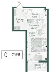 Планировка студии(квартира) площадью 31.28 квадратных метров в ЖК “ЖК Рига Хиллс”