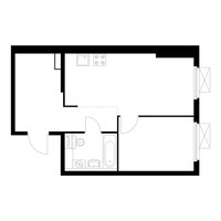 Планировка однокомнатной(квартира) площадью 41.6 квадратных метров в “ЖК Люблинский парк”