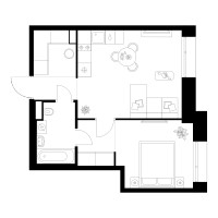 Планировка однокомнатной(квартира) площадью 41.2 квадратных метров в “ЖК Онежский вал”
