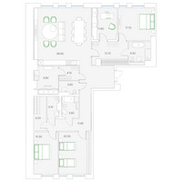 Планировка трехкомнатной(квартира) площадью 189.8 квадратных метров в “ЖК Клубный дом Duo (Дуо)”