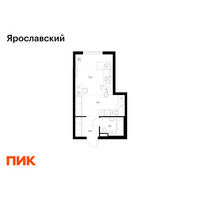 Планировка студии(квартира) площадью 28.8 квадратных метров в “ЖК Ярославский”