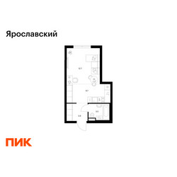 Планировка студии(квартира) площадью 28.8 квадратных метров в ЖК “ЖК Ярославский”