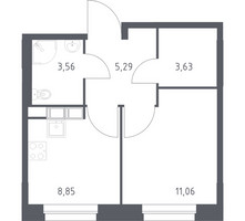 Планировка однокомнатной(квартира) площадью 32.39 квадратных метров в “ЖК ЭкоБунино (Южное Бунино)”