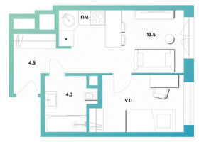 Планировка однокомнатной(квартира) площадью 31 квадратных метров в “ЖК Balance (Баланс)”