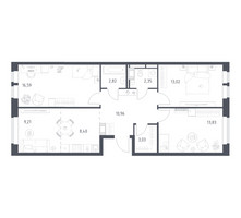 Планировка трехкомнатной(квартира) площадью 80.21 квадратных метров в “ЖК Большое Путилково”