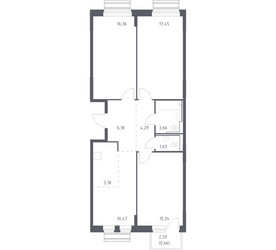 Планировка трехкомнатной(квартира) площадью 81.22 квадратных метров в ЖК “ЖК Рублевский Квартал”