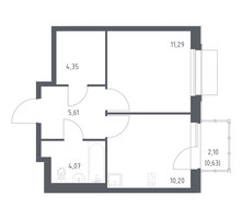 Планировка однокомнатной(квартира) площадью 36.15 квадратных метров в “ЖК Новое Внуково”