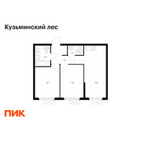 Планировка двухкомнатной(квартира) площадью 48.4 квадратных метров в “ЖК Кузьминский лес”