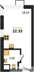 Планировка студии(квартира) площадью 22.33 квадратных метров в ЖК “ЖК Citimix (СитиМикс)”