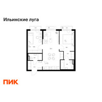 Планировка двухкомнатной(квартира) площадью 57.8 квадратных метров в “ЖК Ильинские луга”