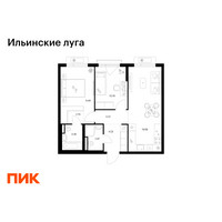 Планировка двухкомнатной(квартира) площадью 57.15 квадратных метров в “ЖК Ильинские луга”